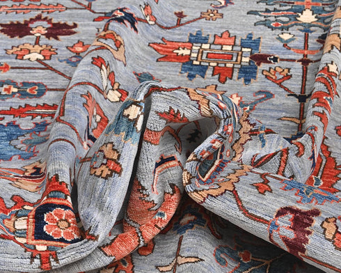 9x12 Gray Aryana Afghan Hand Knotted Veg Dye Wool Area Rug